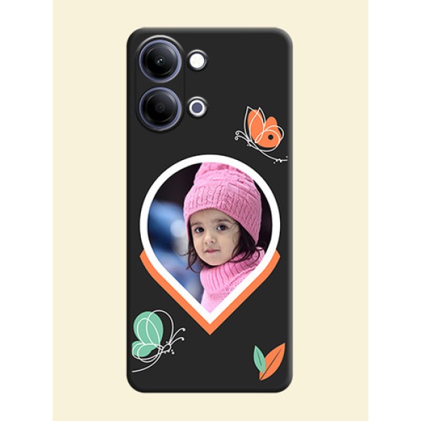 Upload Pic With Simple Butterly Design On Space Black Custom Soft Matte Mobile Back Cover - Vivo Y05 4G Upload Pic With Simple Butterly Design On Space Black Custom Soft Matte Mobile Back Cover - Vivo Y05 4G