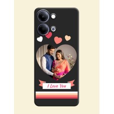 Love Shaped Photo with Colorful Stripes On Space Black Custom Soft Matte Mobile Back Cover - Vivo Y11 5G