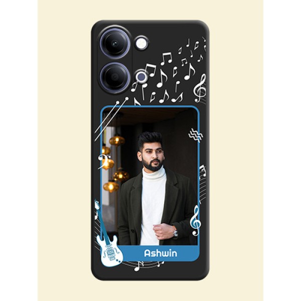 Musical Theme Design with Text on Photo On Space Black Custom Soft Matte Mobile Back Cover - Vivo Y11 5G