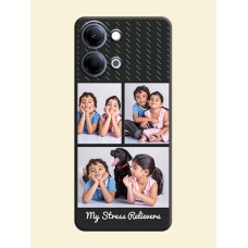 Cross Dotted Pattern with 2 Image Holder On Space Black Custom Soft Matte Mobile Back Cover - Vivo Y11 5G