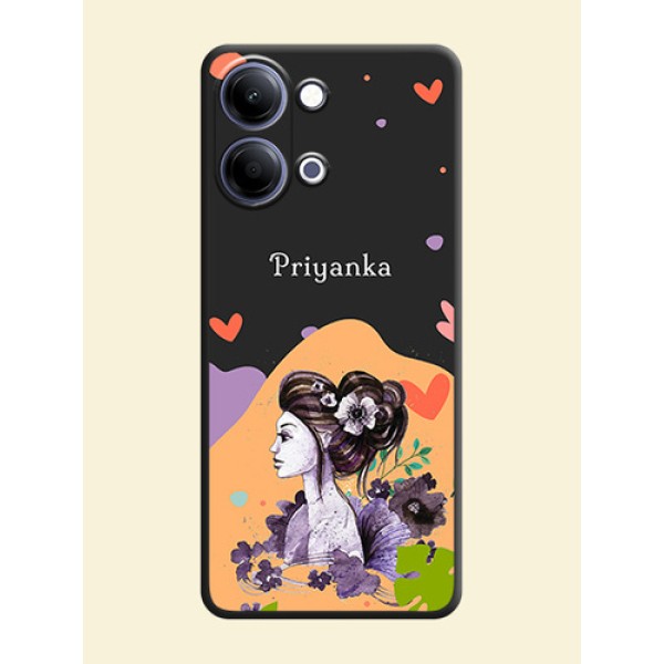 Namecase For Her With Fancy Lady Image On Space Black Custom Soft Matte Mobile Back Cover - Vivo Y11 5G Namecase For Her With Fancy Lady Image On Space Black Custom Soft Matte Mobile Back Cover - Vivo Y11 5G