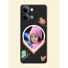 Upload Pic With Simple Butterly Design On Space Black Custom Soft Matte Mobile Back Cover - Vivo Y11 5G