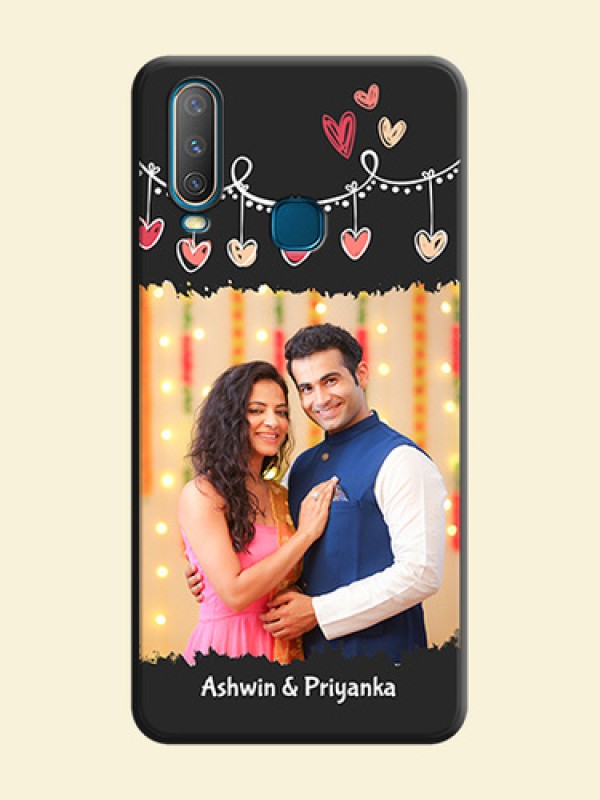 Pink Love Hangings with Name on Space Black Custom Soft Matte Phone Cases - Vivo Y15