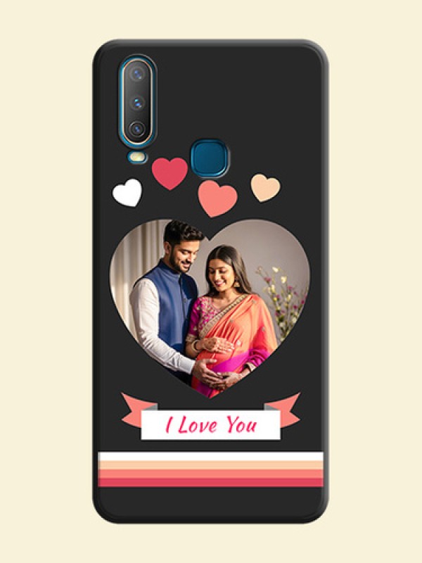 Love Shaped Photo with Colorful Stripes on Personalised Space Black Soft Matte Cases - Vivo Y15