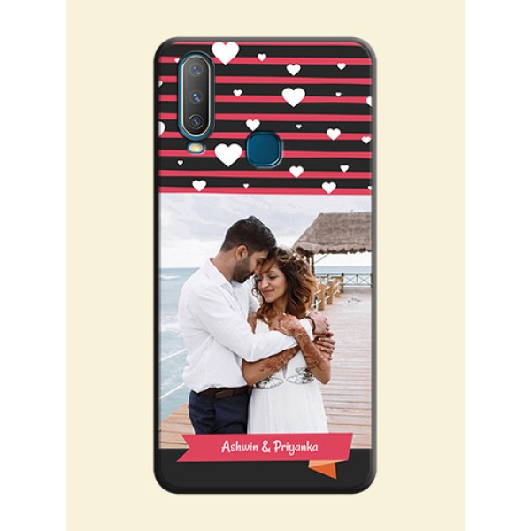 White Color Love Symbols with Pink Lines Pattern on Space Black Custom Soft Matte Phone Cases - Vivo Y15 White Color Love Symbols with Pink Lines Pattern on Space Black Custom Soft Matte Phone Cases - Vivo Y15