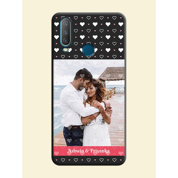White Color Love Symbols with Text Design - Photo on Space Black Soft Matte Phone Cover - Vivo Y15 White Color Love Symbols with Text Design - Photo on Space Black Soft Matte Phone Cover - Vivo Y15