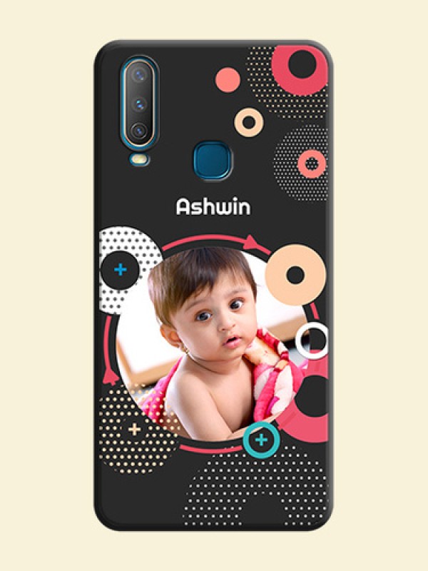 Multicoloured Round Image on Personalised Space Black Soft Matte Cases - Vivo Y15