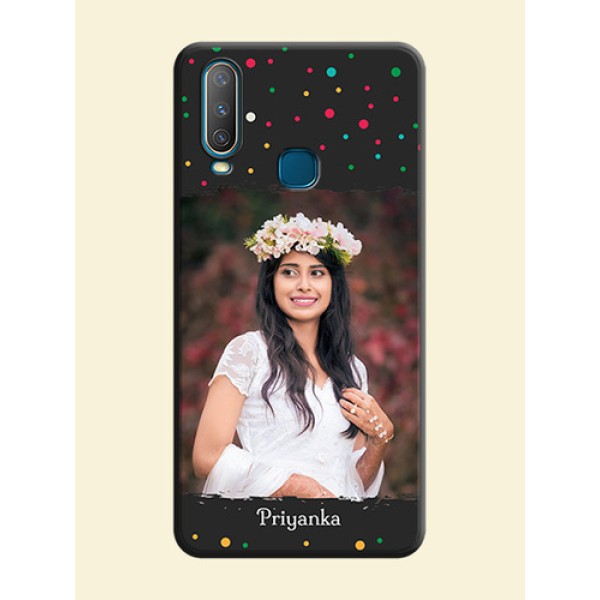 Multicolor Dotted Pattern with Text on Space Black Custom Soft Matte Phone Back Cover - Vivo Y15 Multicolor Dotted Pattern with Text on Space Black Custom Soft Matte Phone Back Cover - Vivo Y15