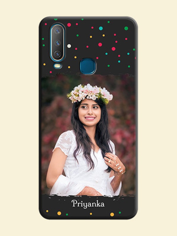 Multicolor Dotted Pattern with Text on Space Black Custom Soft Matte Phone Back Cover - Vivo Y15