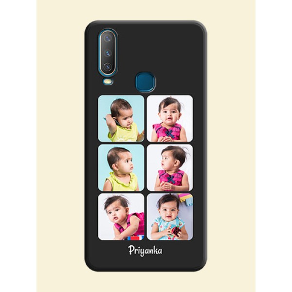 Floral Art with 6 Image Holder - Photo on Space Black Soft Matte Mobile Case - Vivo Y15 Floral Art with 6 Image Holder - Photo on Space Black Soft Matte Mobile Case - Vivo Y15