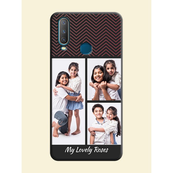 Wave Pattern with 3 Image Holder on Space Black Custom Soft Matte Back Cover - Vivo Y15 Wave Pattern with 3 Image Holder on Space Black Custom Soft Matte Back Cover - Vivo Y15