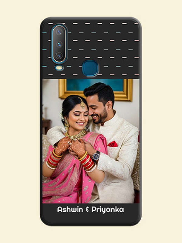 Line Pattern Design with Text on Space Black Custom Soft Matte Phone Back Cover - Vivo Y15