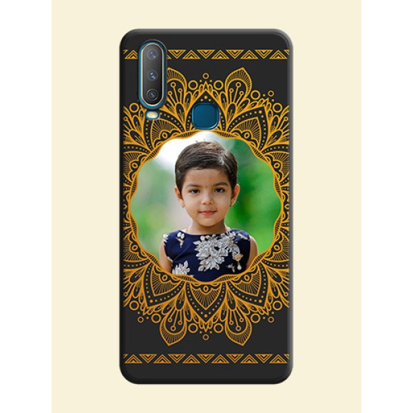 Round Image with Floral Design - Photo on Space Black Soft Matte Mobile Cover - Vivo Y15 Round Image with Floral Design - Photo on Space Black Soft Matte Mobile Cover - Vivo Y15