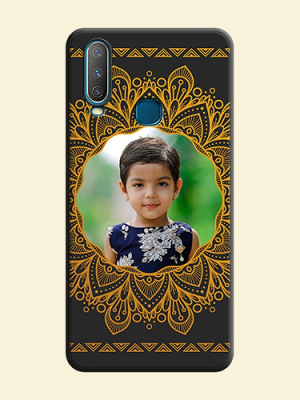 Round Image with Floral Design - Photo on Space Black Soft Matte Mobile Cover - Vivo Y15
