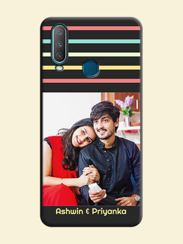 Color Stripes with Photo and Text - Photo on Space Black Soft Matte Mobile Case - Vivo Y15