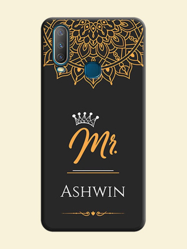 Mr Name with Floral Design  on Personalised Space Black Soft Matte Cases - Vivo Y15