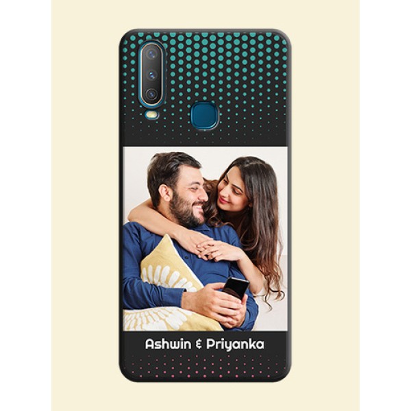 Faded Dots with Grunge Photo Frame and Text on Space Black Custom Soft Matte Phone Cases - Vivo Y15