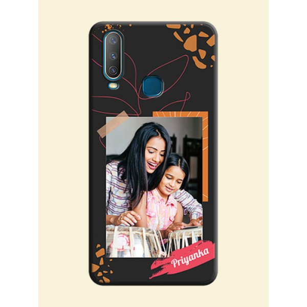 Orange Photo Frame on Space Black Custom Soft Matte Phone Back Cover - Vivo Y15 Orange Photo Frame on Space Black Custom Soft Matte Phone Back Cover - Vivo Y15
