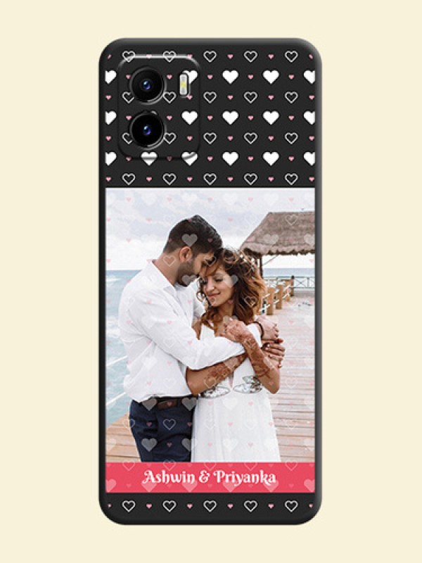 White Color Love Symbols with Text Design on Photo on Space Black Soft Matte Phone Cover - Vivo Y15c