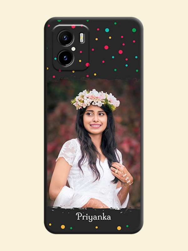 Multicolor Dotted Pattern with Text on Space Black Custom Soft Matte Phone Back Cover - Vivo Y15c