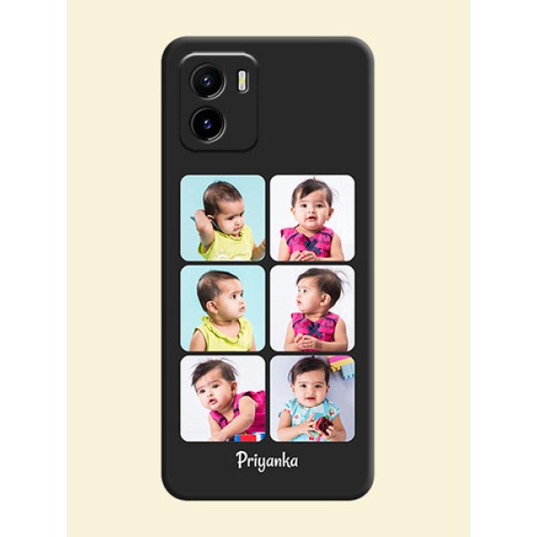 Floral Art with 6 Image Holder on Photo on Space Black Soft Matte Mobile Case - Vivo Y15c