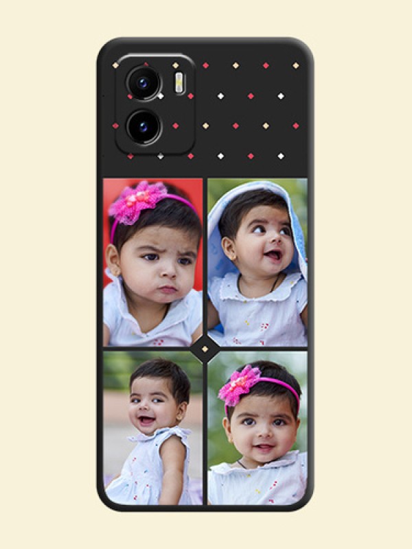Multicolor Dotted Pattern with 4 Image Holder on Space Black Custom Soft Matte Phone Cases - Vivo Y15c