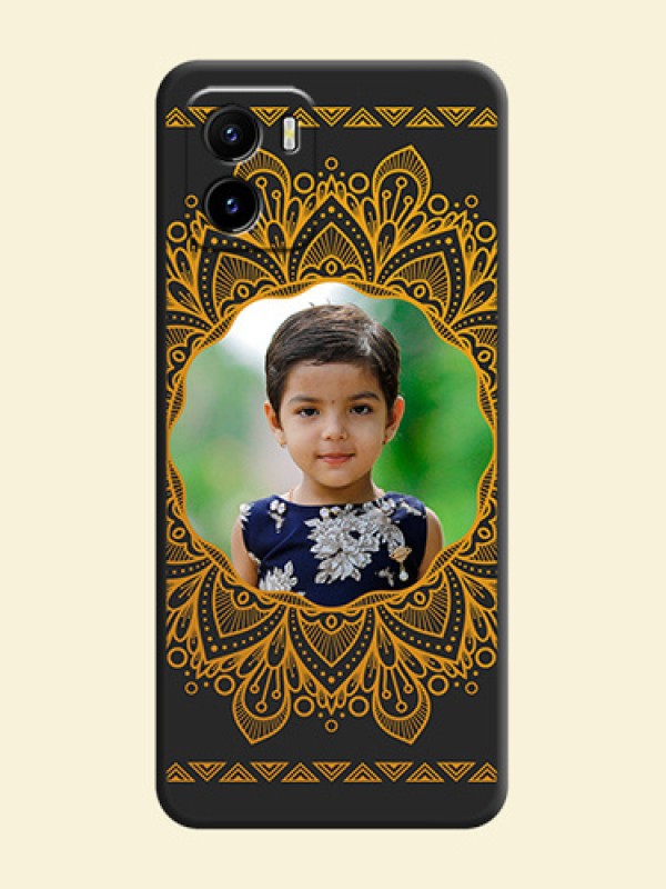 Round Image with Floral Design on Photo on Space Black Soft Matte Mobile Cover - Vivo Y15c