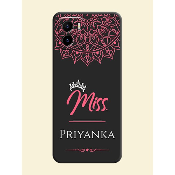 Mrs Name with Floral Design on Space Black Personalized Soft Matte Phone Covers - Vivo Y15c Mrs Name with Floral Design on Space Black Personalized Soft Matte Phone Covers - Vivo Y15c