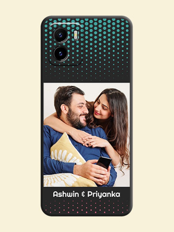 Faded Dots with Grunge Photo Frame and Text on Space Black Custom Soft Matte Phone Cases - Vivo Y15c