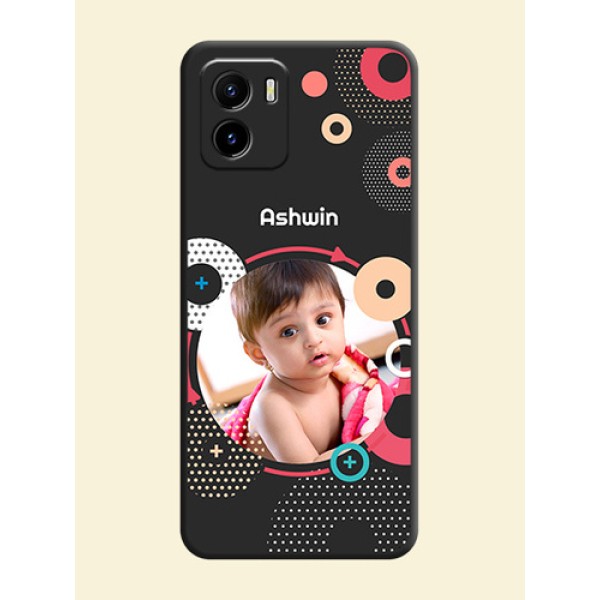 Multicoloured Round Image on Personalised Space Black Soft Matte Cases - Vivo Y15s Multicoloured Round Image on Personalised Space Black Soft Matte Cases - Vivo Y15s