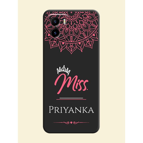 Mrs Name with Floral Design on Space Black Personalized Soft Matte Phone Covers - Vivo Y15s Mrs Name with Floral Design on Space Black Personalized Soft Matte Phone Covers - Vivo Y15s