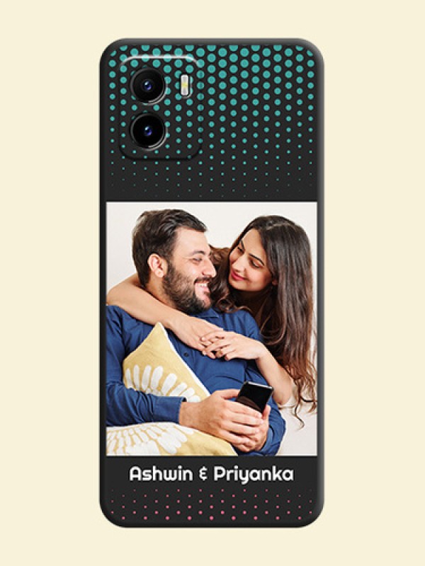 Faded Dots with Grunge Photo Frame and Text on Space Black Custom Soft Matte Phone Cases - Vivo Y15s