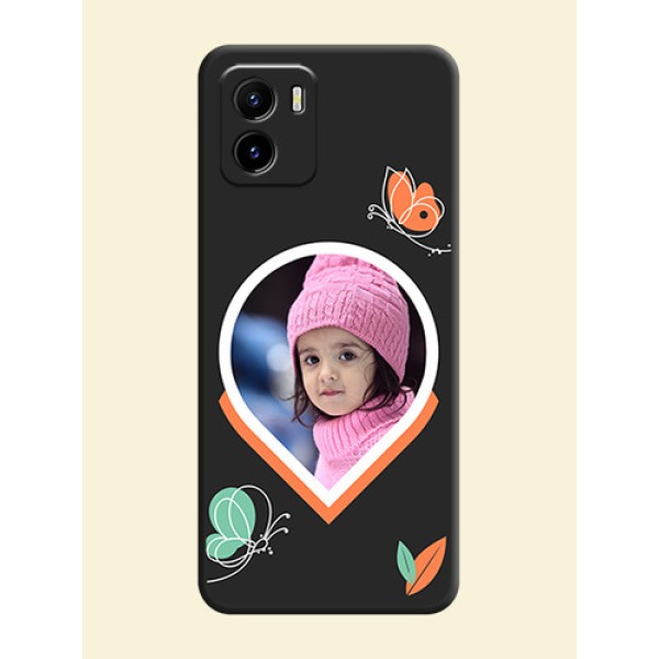 Upload Pic With Simple Butterly Design On Space Black Personalized Soft Matte Phone Covers -Vivo Y15S Upload Pic With Simple Butterly Design On Space Black Personalized Soft Matte Phone Covers -Vivo Y15S