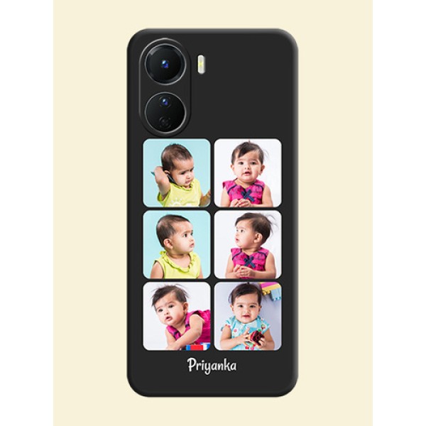 Floral Art with 6 Image Holder on Photo on Space Black Soft Matte Mobile Case - Vivo Y16
