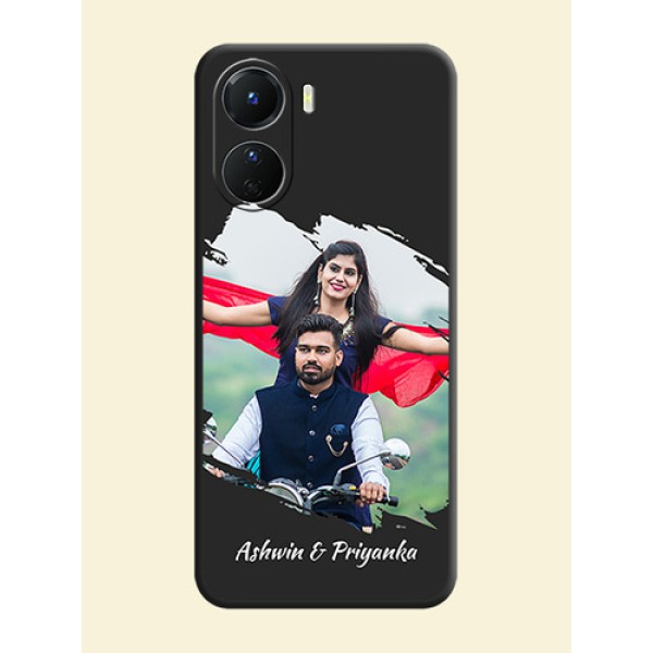 Grunge Brush Strokes on Photo on Space Black Soft Matte Back Cover - Vivo Y16 Grunge Brush Strokes on Photo on Space Black Soft Matte Back Cover - Vivo Y16