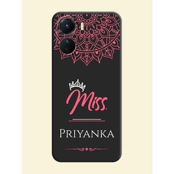 Mrs Name with Floral Design on Space Black Personalized Soft Matte Phone Covers - Vivo Y16 Mrs Name with Floral Design on Space Black Personalized Soft Matte Phone Covers - Vivo Y16