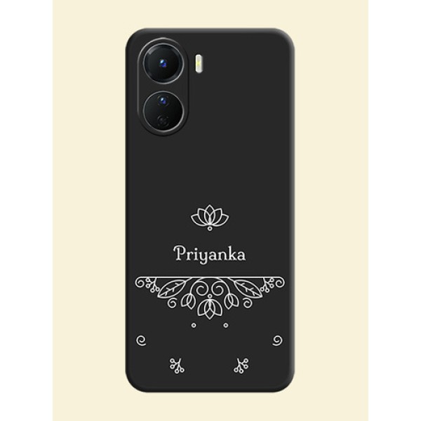 Lotus Garden Custom Text On Space Black Personalized Soft Matte Phone Covers -Vivo Y16 Lotus Garden Custom Text On Space Black Personalized Soft Matte Phone Covers -Vivo Y16