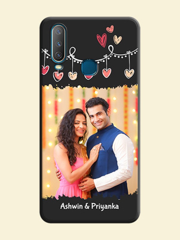 Pink Love Hangings with Name on Space Black Custom Soft Matte Phone Cases - Vivo Y17