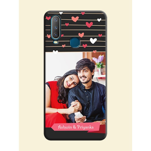Love Pattern with Name on Pink Ribbon  - Photo on Space Black Soft Matte Back Cover - Vivo Y17