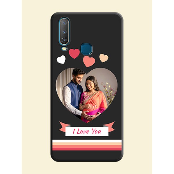 Love Shaped Photo with Colorful Stripes on Personalised Space Black Soft Matte Cases - Vivo Y17 Love Shaped Photo with Colorful Stripes on Personalised Space Black Soft Matte Cases - Vivo Y17