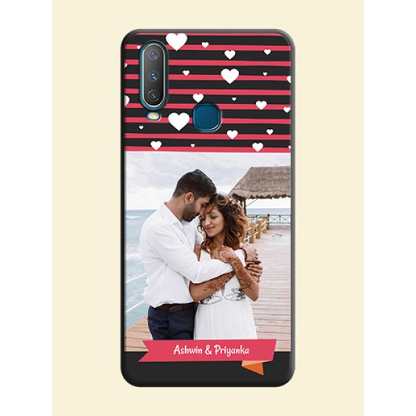 White Color Love Symbols with Pink Lines Pattern on Space Black Custom Soft Matte Phone Cases - Vivo Y17 White Color Love Symbols with Pink Lines Pattern on Space Black Custom Soft Matte Phone Cases - Vivo Y17