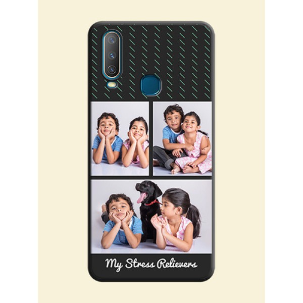 Cross Dotted Pattern with 2 Image Holder on Personalised Space Black Soft Matte Cases - Vivo Y17 Cross Dotted Pattern with 2 Image Holder on Personalised Space Black Soft Matte Cases - Vivo Y17
