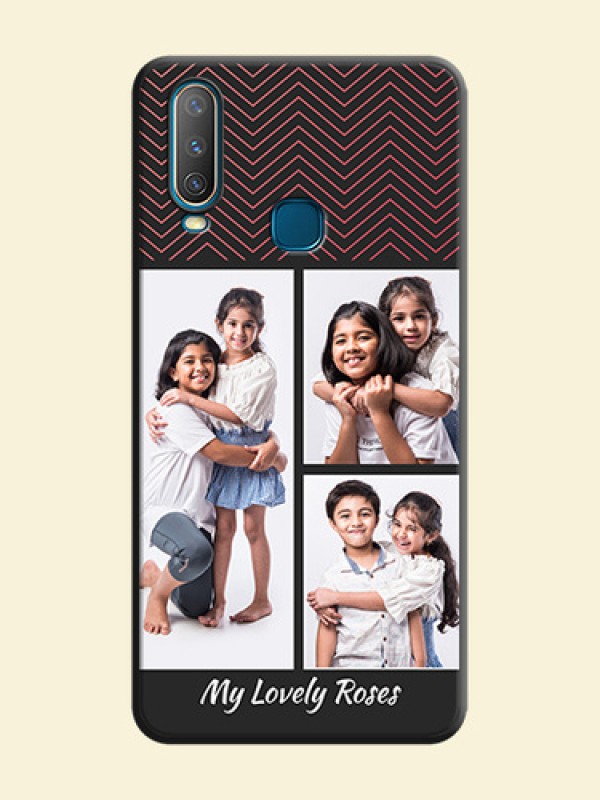Wave Pattern with 3 Image Holder on Space Black Custom Soft Matte Back Cover - Vivo Y17