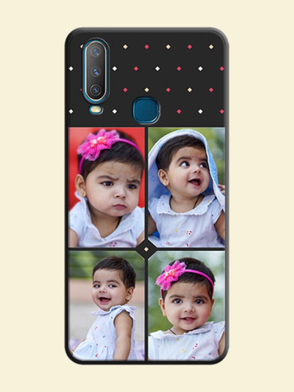 Multicolor Dotted Pattern with 4 Image Holder on Space Black Custom Soft Matte Phone Cases - Vivo Y17