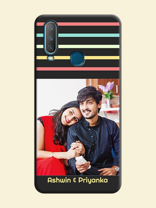 Color Stripes with Photo and Text - Photo on Space Black Soft Matte Mobile Case - Vivo Y17
