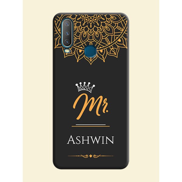 Mr Name with Floral Design  on Personalised Space Black Soft Matte Cases - Vivo Y17