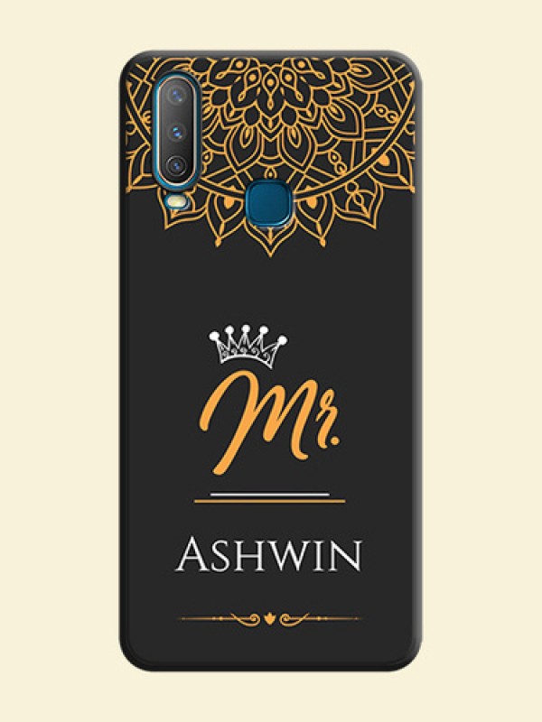 Mr Name with Floral Design  on Personalised Space Black Soft Matte Cases - Vivo Y17
