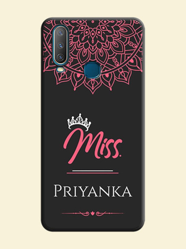 Mrs Name with Floral Design on Space Black Personalized Soft Matte Phone Covers - Vivo Y17