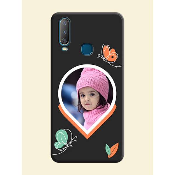 Upload Pic With Simple Butterly Design On Space Black Personalized Soft Matte Phone Covers -Vivo Y17 Upload Pic With Simple Butterly Design On Space Black Personalized Soft Matte Phone Covers -Vivo Y17