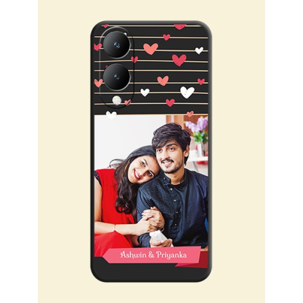 Love Pattern with Name on Pink Ribbon  on Photo On Space Black Custom Soft Matte Mobile Back Cover - Vivo Y17S